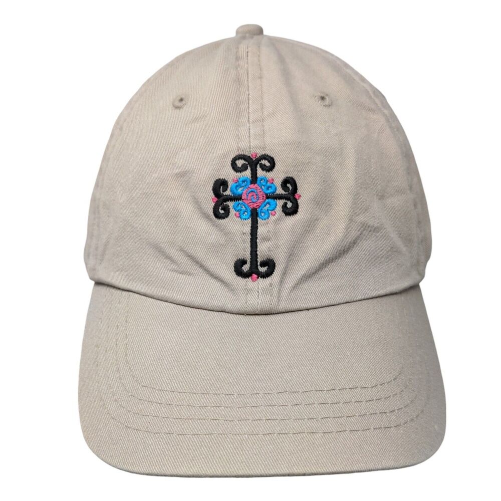 Cross Slideback Hat Tan One Size Embroidered Adjustable 6 Panel HTT